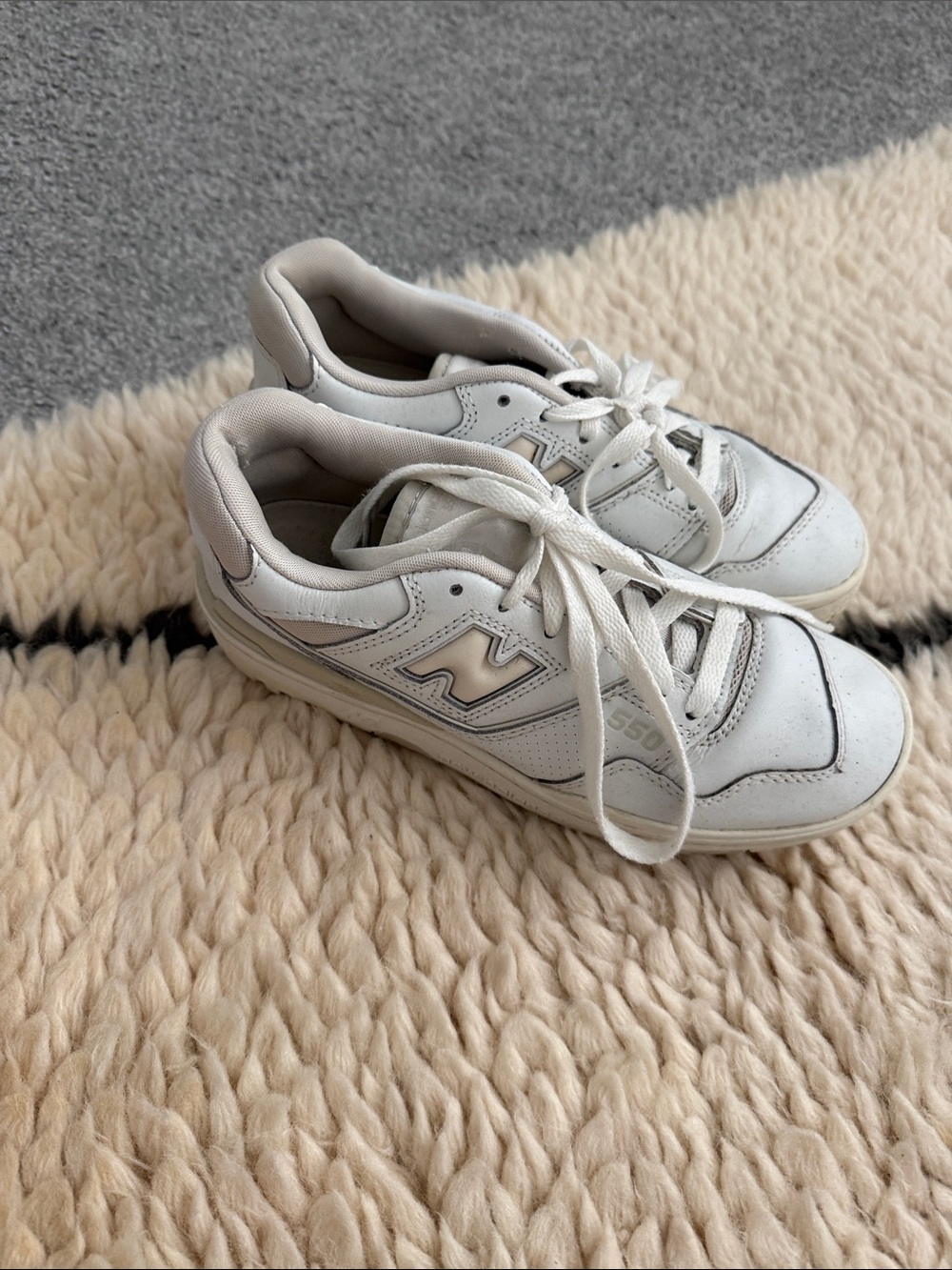 New Balance 550 White and Cream Sneakers